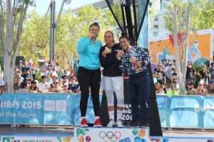 YOG 2018 Basketball Womens Shoot out Contest Victory Ceremony 13